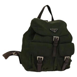 PRADA Backpack Nylon Green Silver Auth 135051